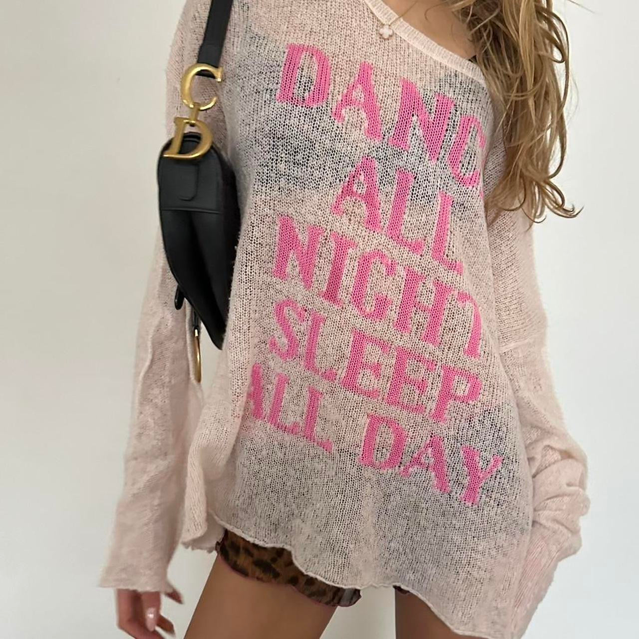 Vintage graphic ‘Dance all night sleep all day’ sweater