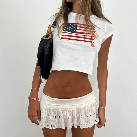 Vintage Ralph Lauren American flag preppy baby tee