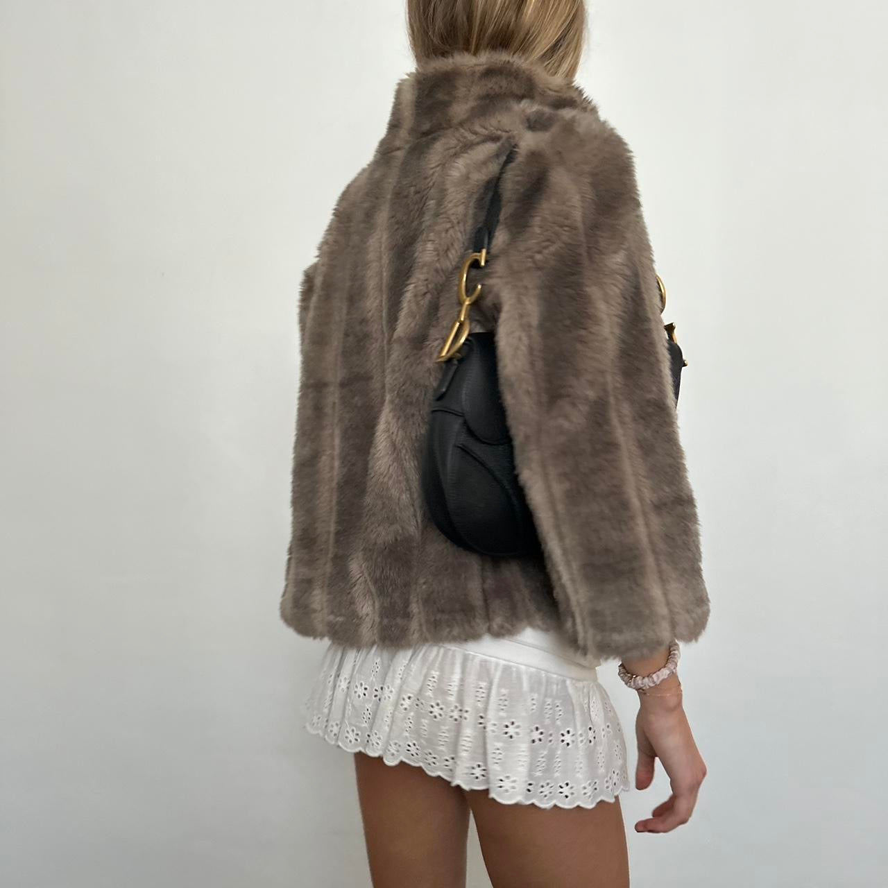 Vintage 2000’s grey/brown faux fur jacket