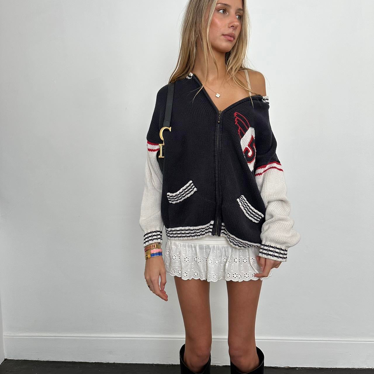 Vintage 90’s knit zip up cardigan sweater