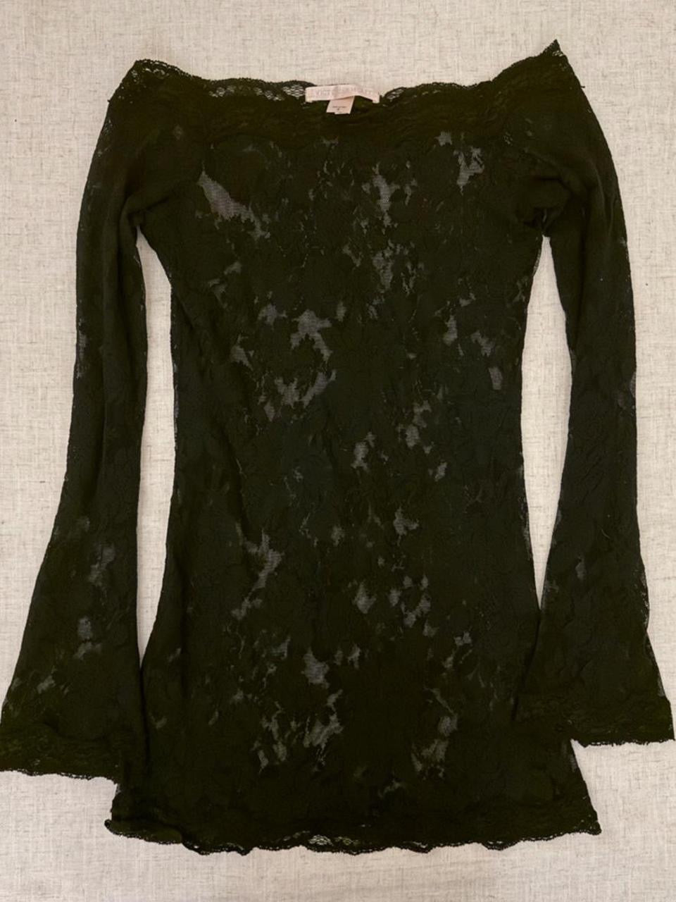 Vintage 90’s Victoria’s Secret lace off shoulder dress (in black)