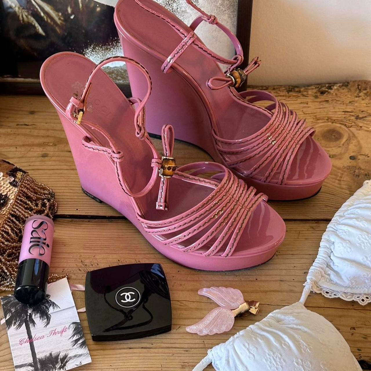 Gucci Bamboo Platform Wedge Sandals