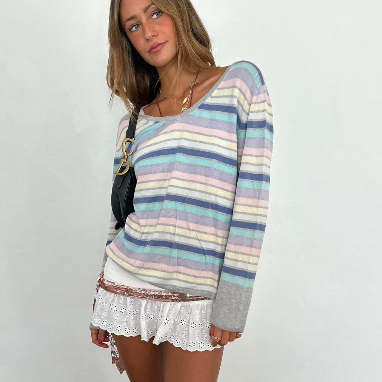 Vintage 90s pastel striped long sleeve top
