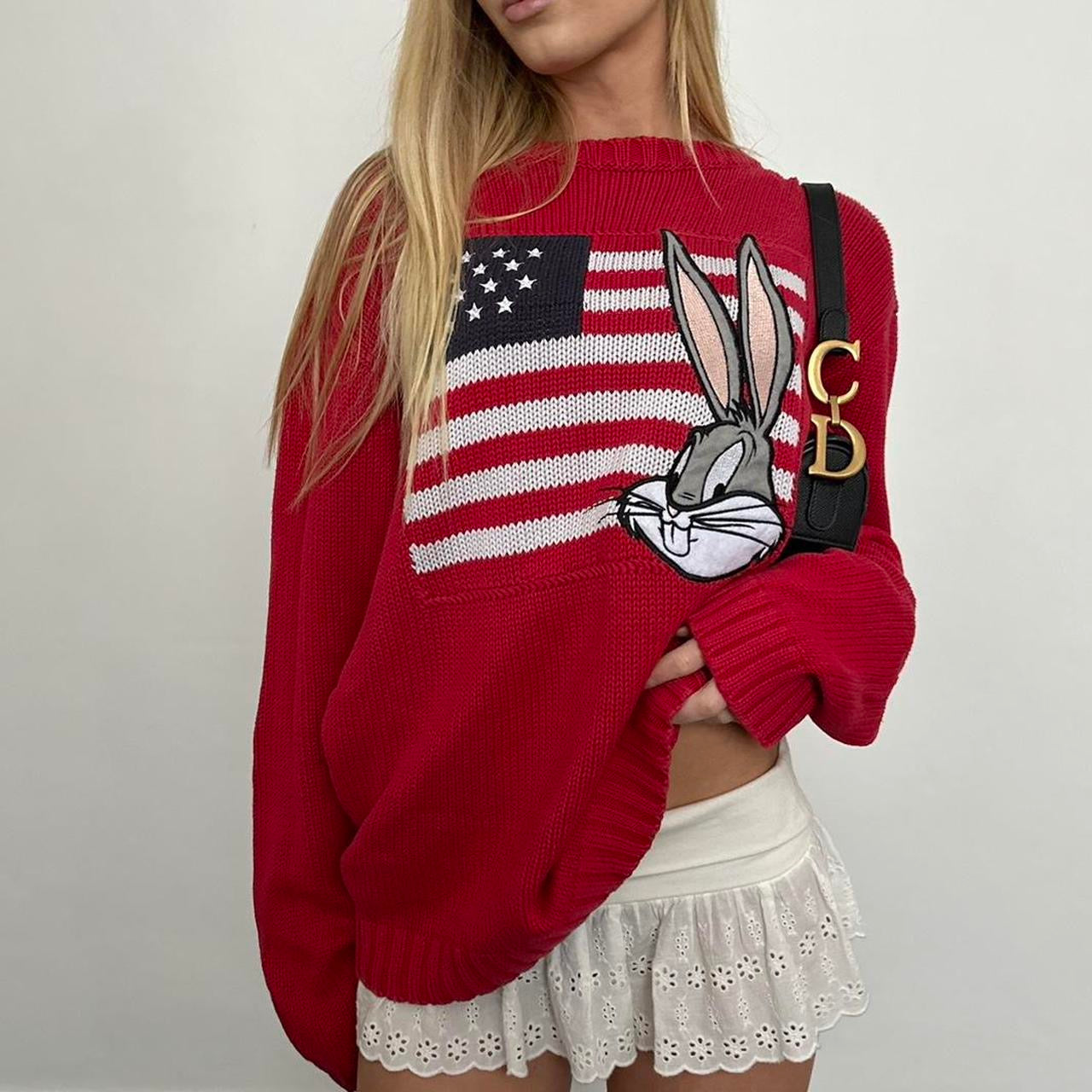 Vintage looney tunes American flag red sweater