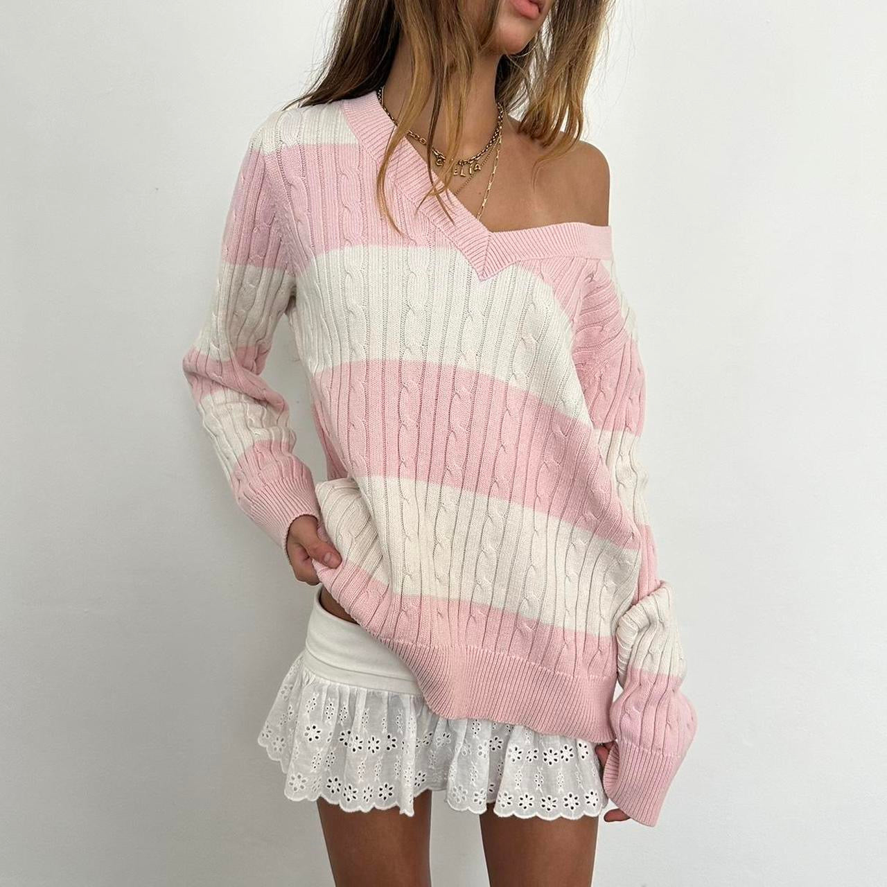 Vintage striped pink and white sweater