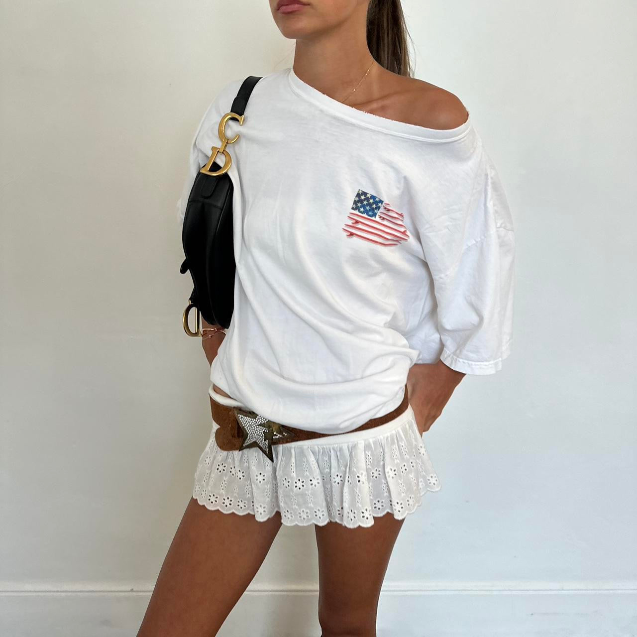 Vintage American flag surfboard oversized tee