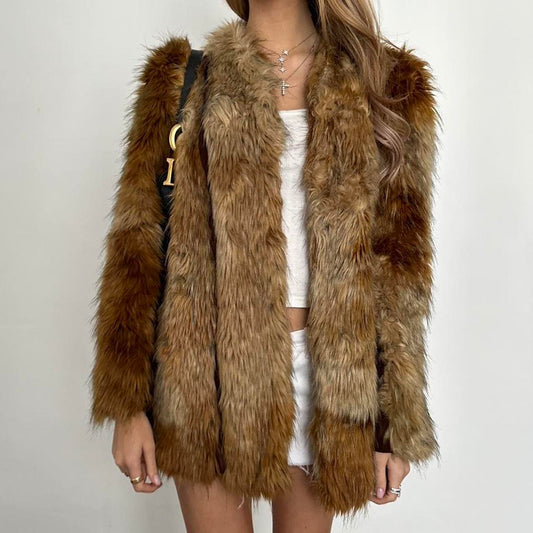 Vintage 2000’s brown faux fur jacket