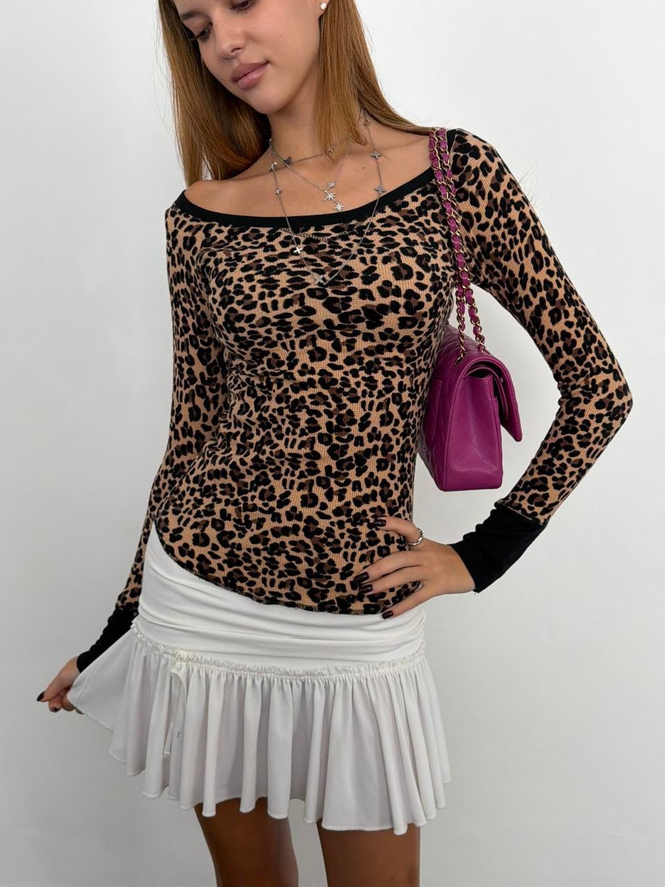 Vintage 00’s leopard waffle top