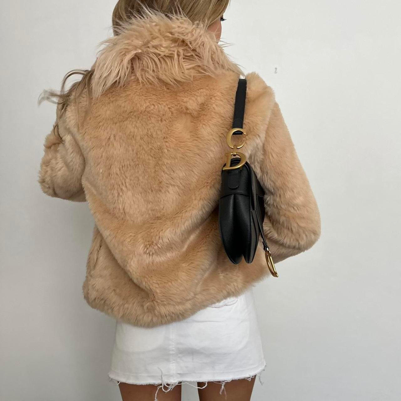 Vintage 2000’s classic tan faux fur jacket