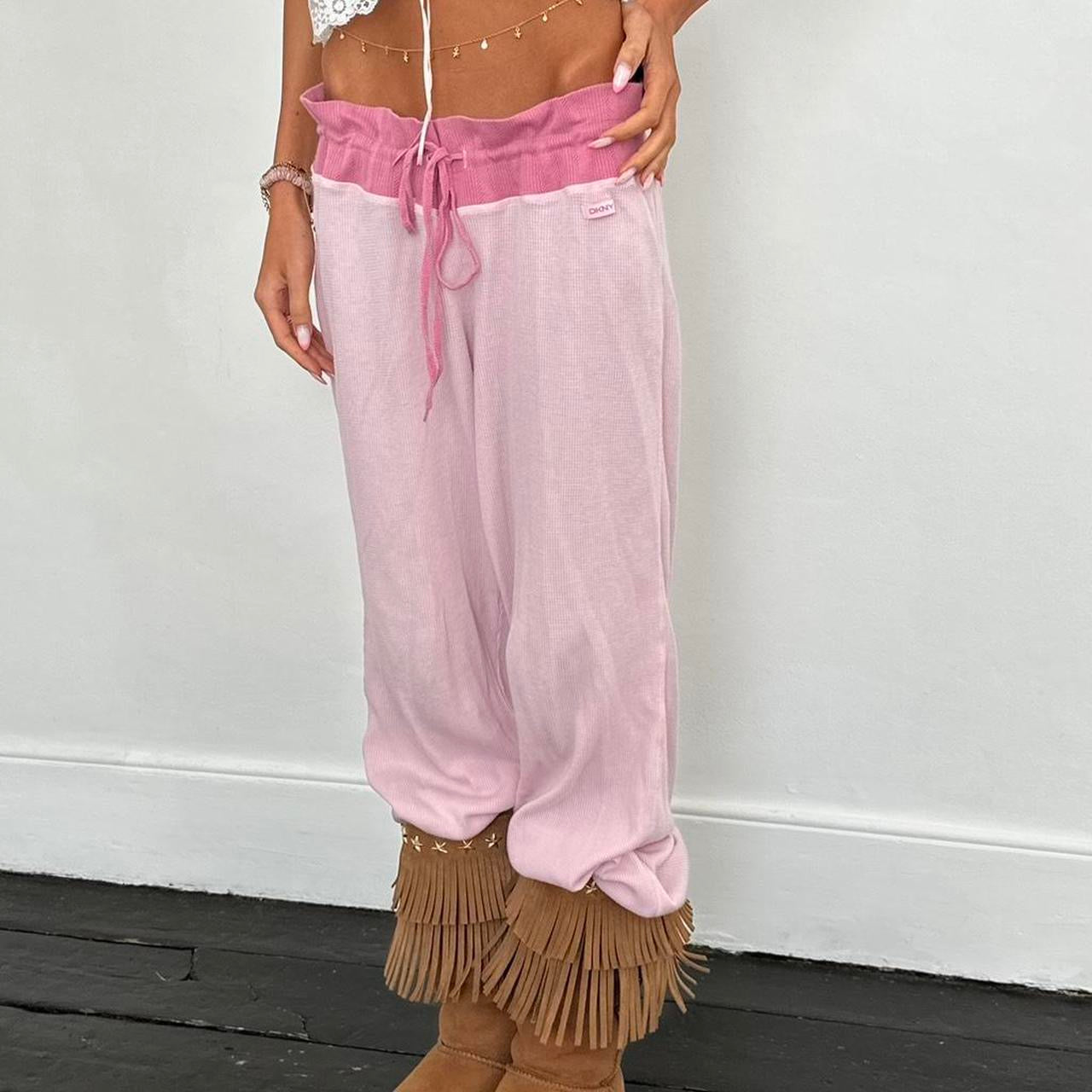 Vintage 90s DKNY pink waffle pants