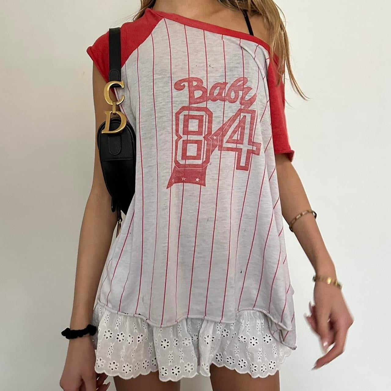 Vintage rare 80s distressed Baby 84 jersey top