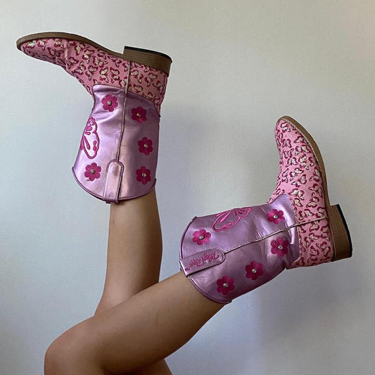 Vintage 90s pink cowboy boots