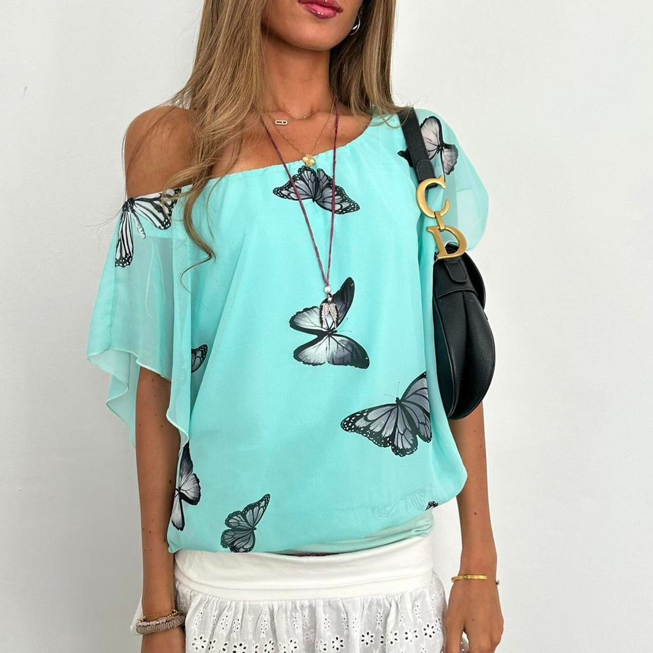 Vintage 2000s butterfly off the shoulder top