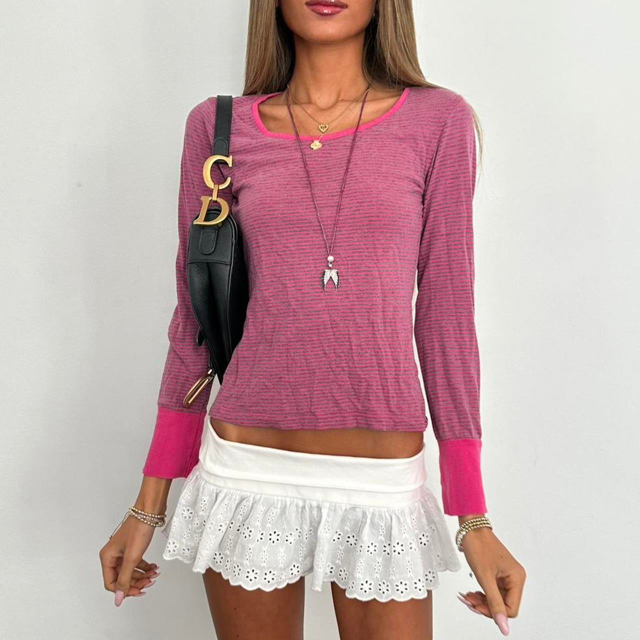 Vintage 2000’s pink stripe long sleeve top