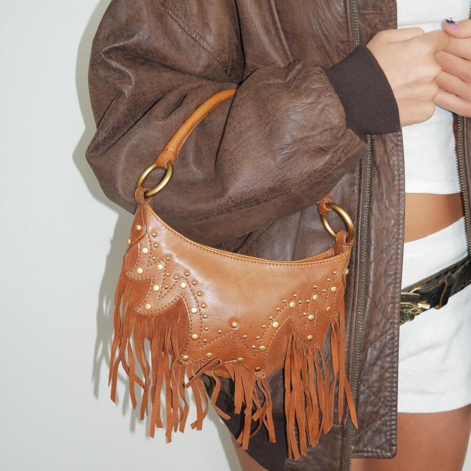 Vintage studded tassel bag