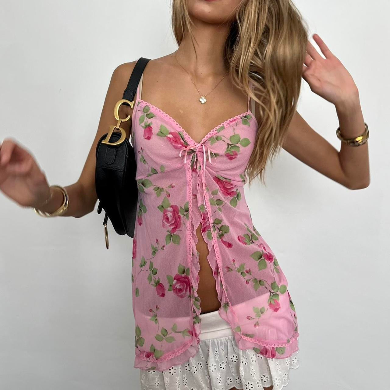 Vintage Victorias Secret floral print babydoll top