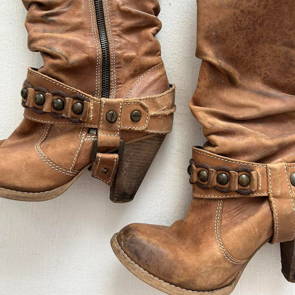 Vintage buckle bohemian boots