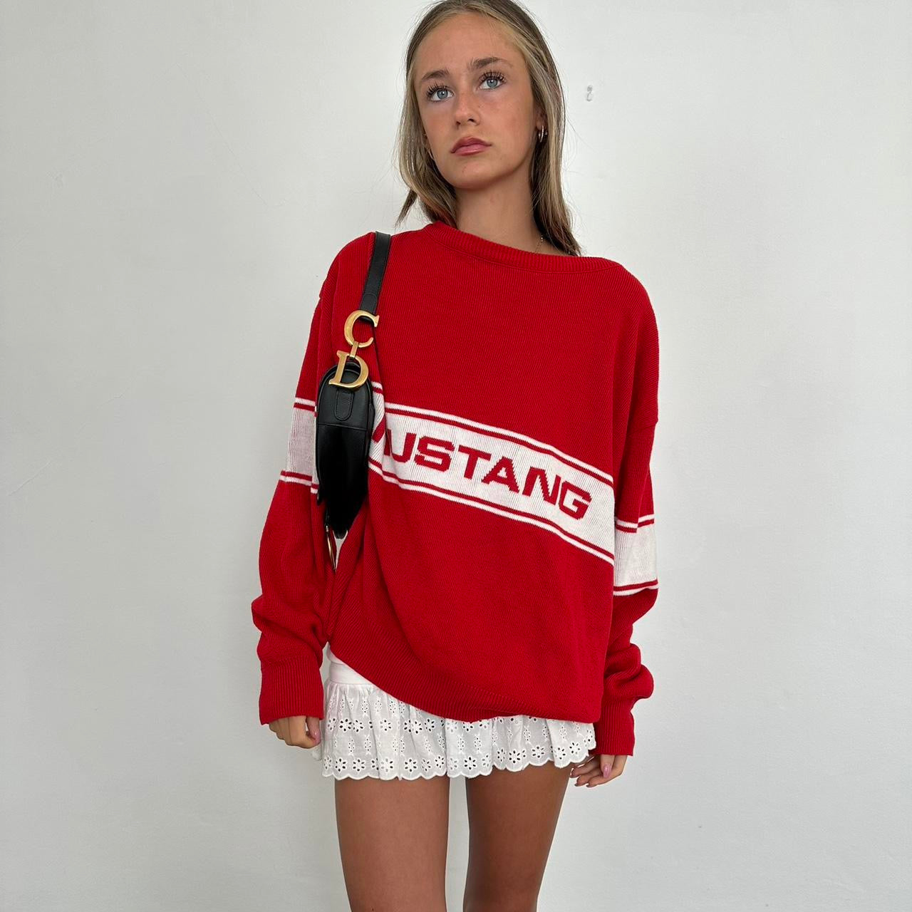 Vintage knitted Mustang red sweater