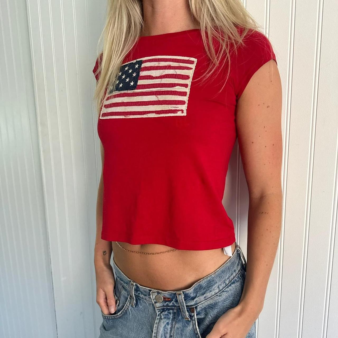 Vintage 90’s Ralph Lauren red flag baby tee