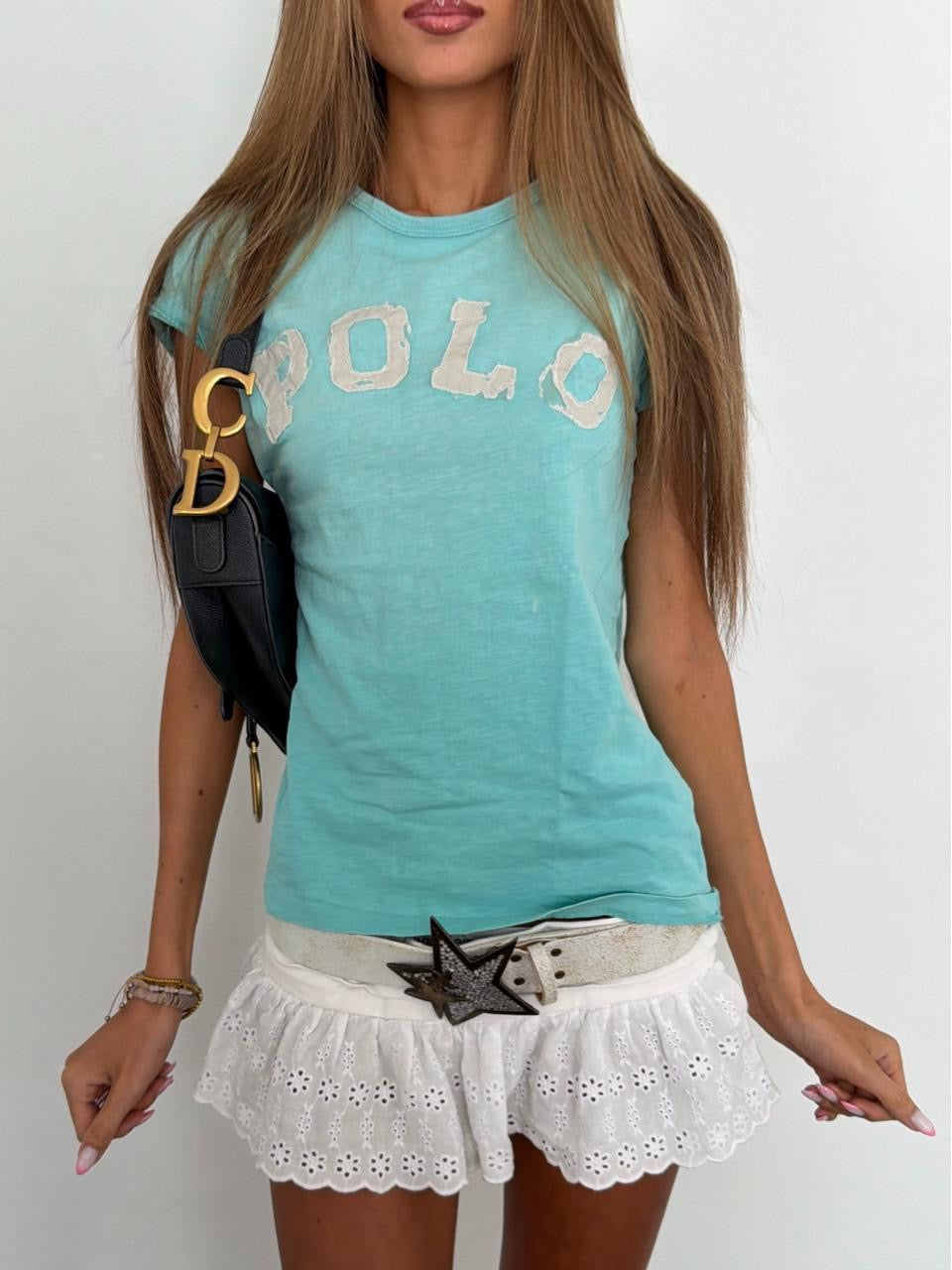 Vintage 00’s Polo Ralph Lauren aqua blue top