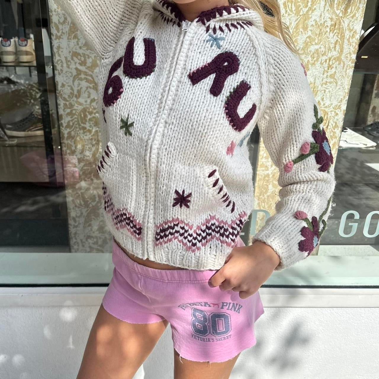 Vintage 2000’s floral knitted zip up hoodie