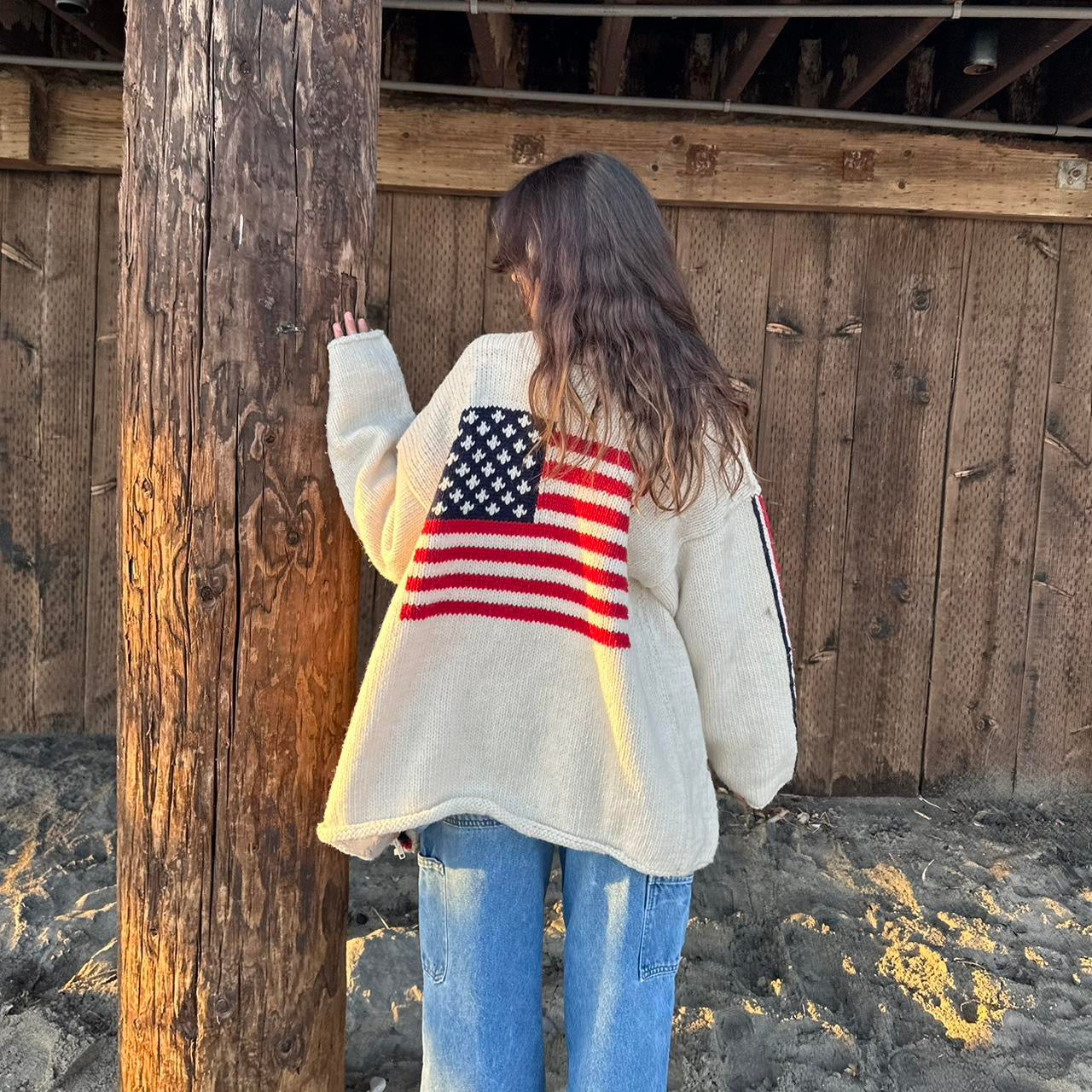 Vintage 90s American Flag dreamy knitted jacket 🤍