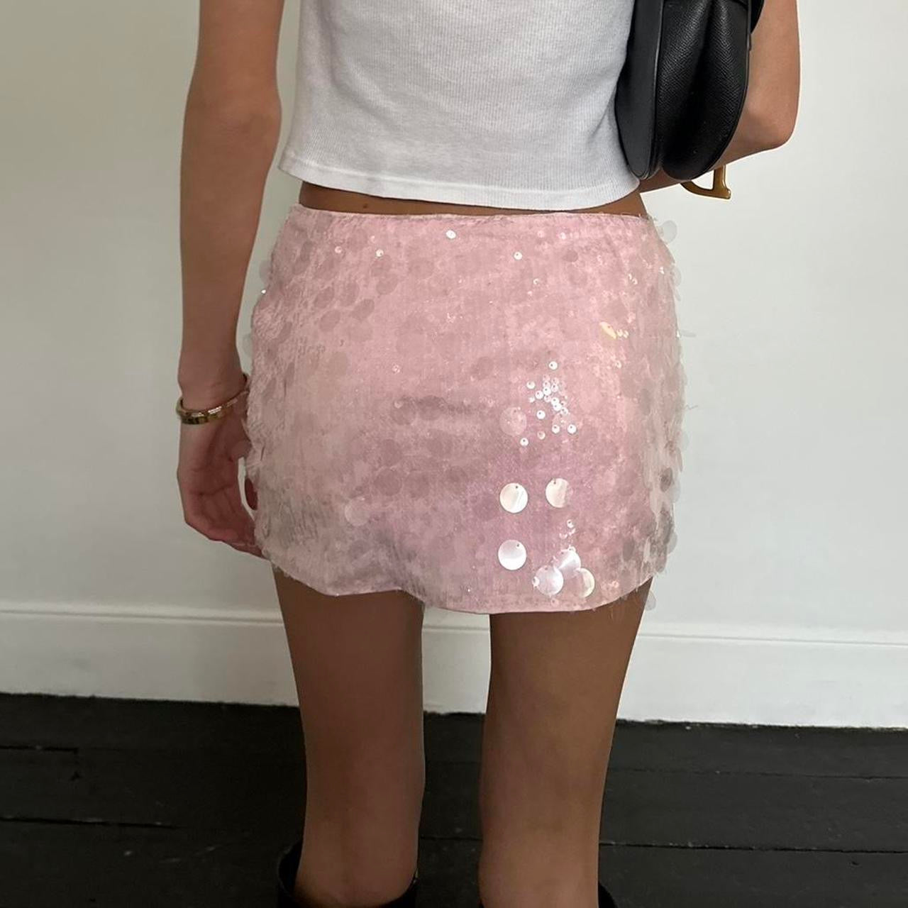 Vintage pink sequin mini skirt