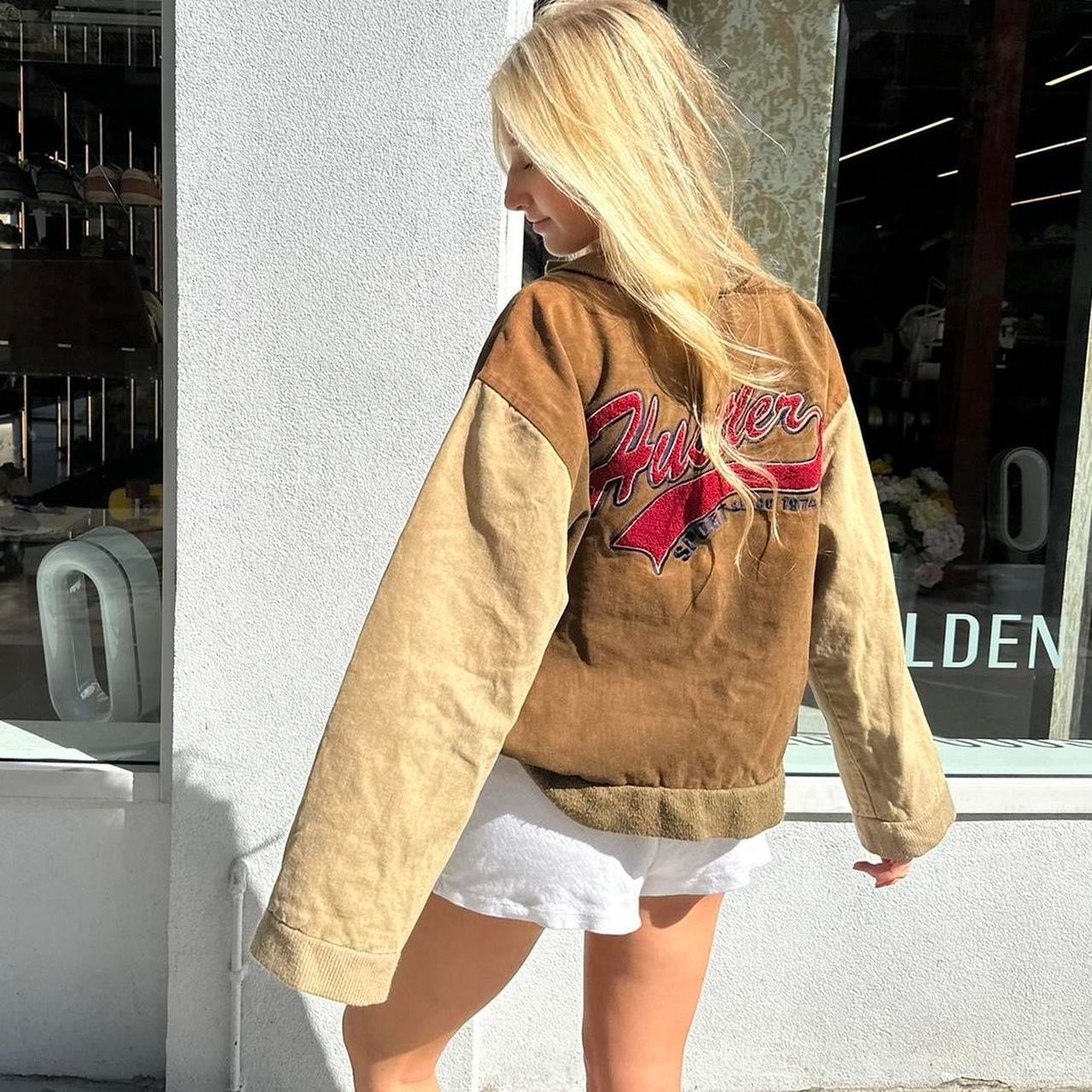 Vintage 90’s brown Hustler bomber jacket