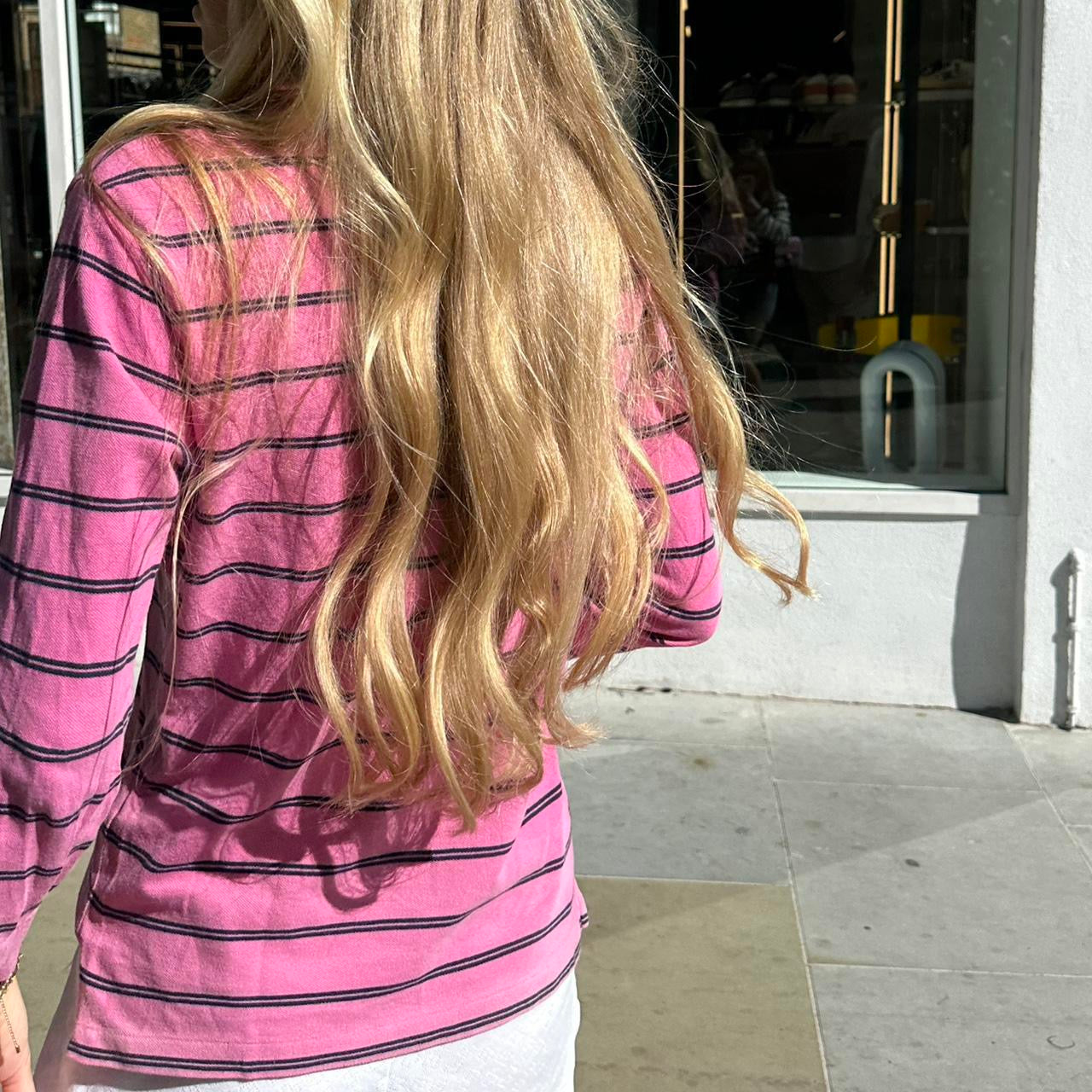Vintage Ralph Lauren pink stripe polo shirt