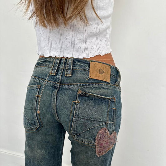 Vintage 2000s RARE heart patch jeans