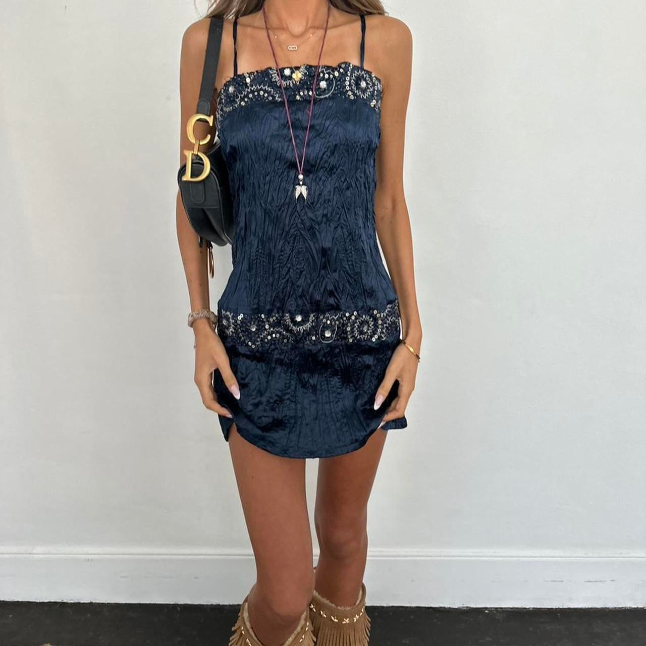 Vintage 00s navy sequin dress