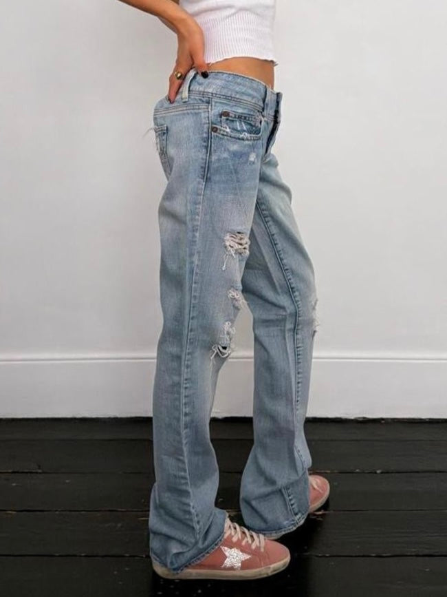 Vintage 00s distressed low rise bootcut jeans