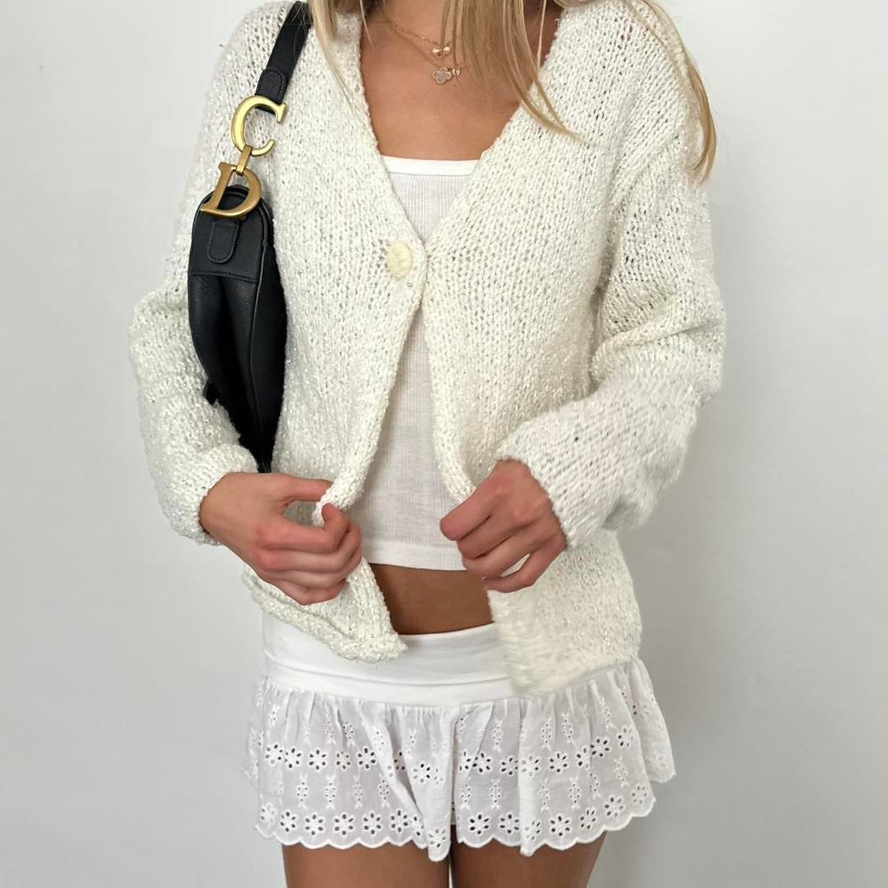 Vintage 90’s white knit cardigan top