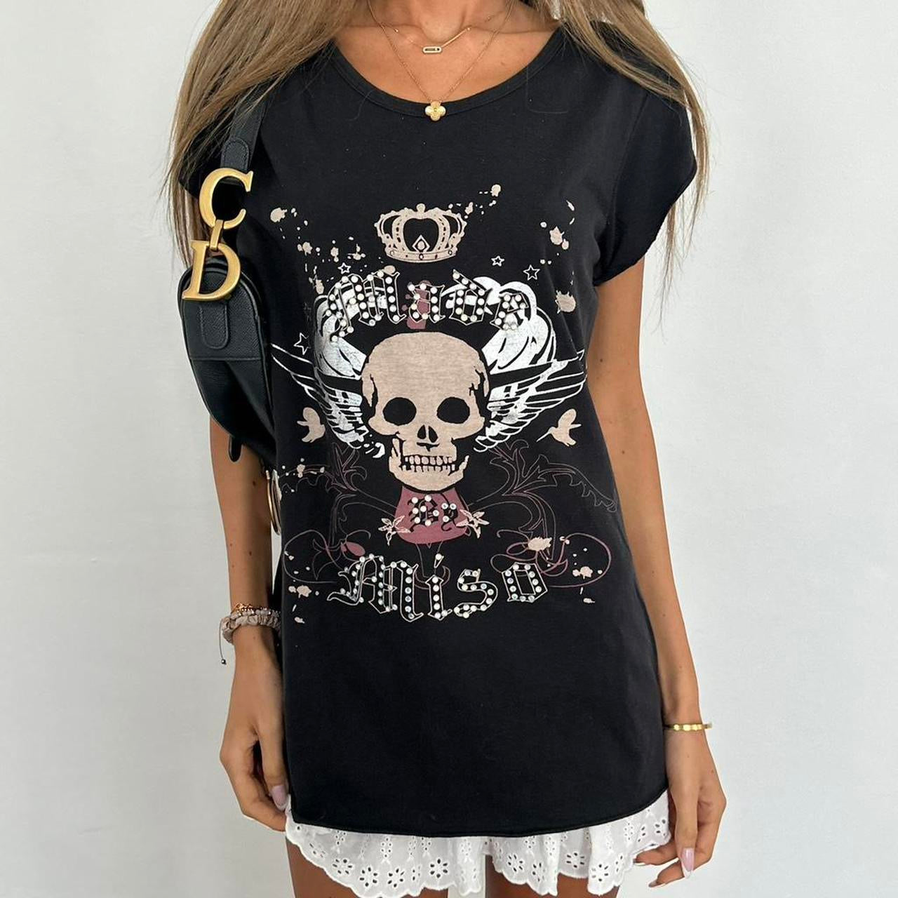 Vintage 2000s black skull top