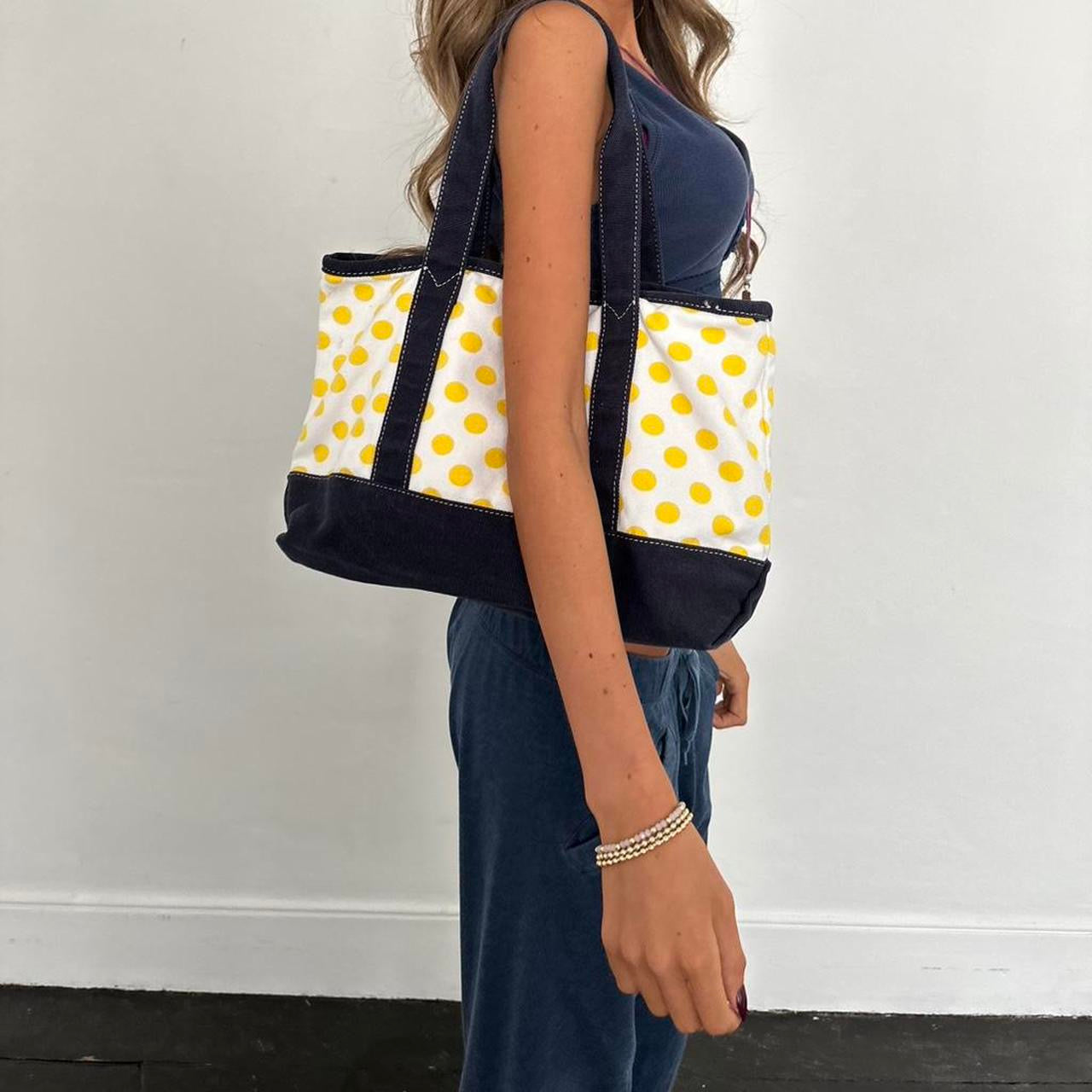 Vintage 2000’s J Crew polka dot yellow tote bag