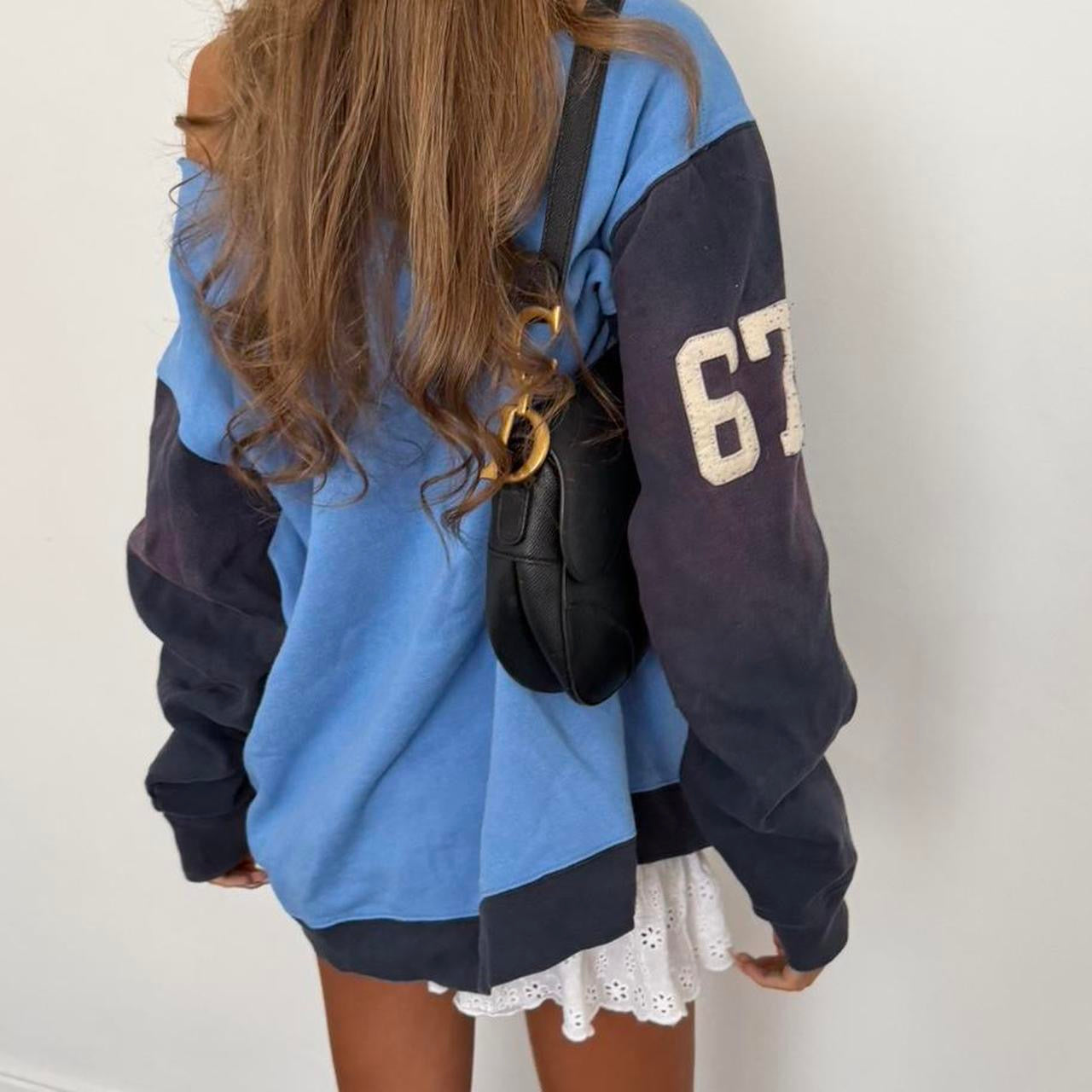 Vintage 90’s Polo Ralph Lauren blue sweatshirt off shoulder