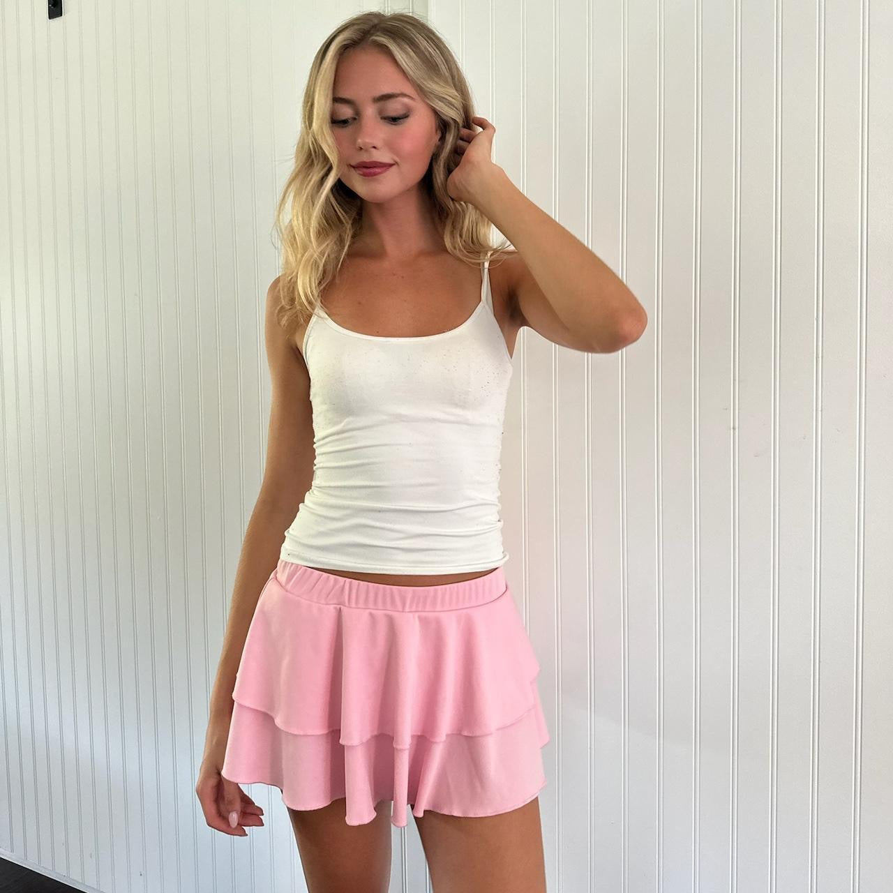 Vintage 2000s pink ballerina layered mini skirt 💗