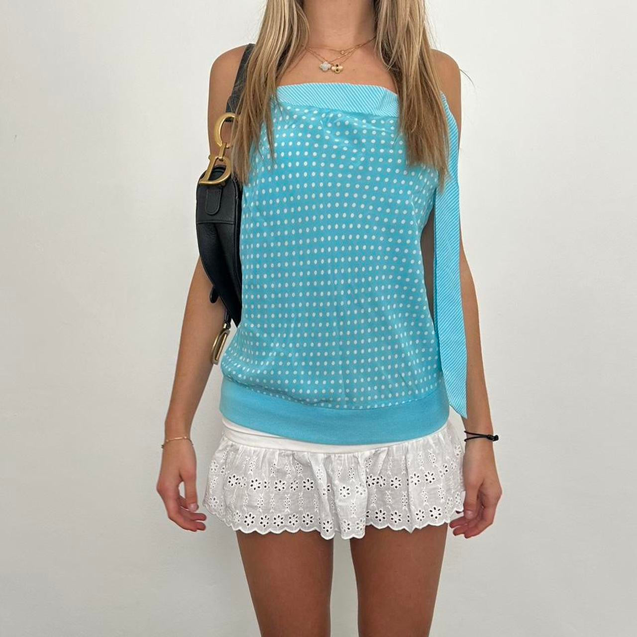 Vintage blue polka dot top