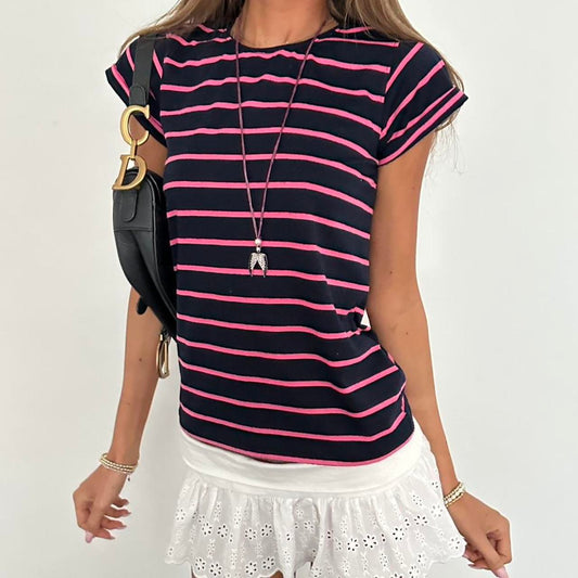 Vintage 2000’s striped black & pink baby tee