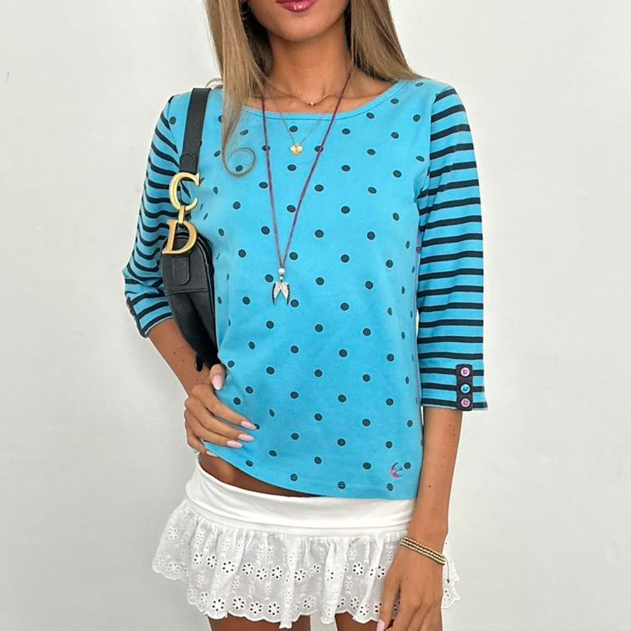Vintage 2000’s blue polka dot top