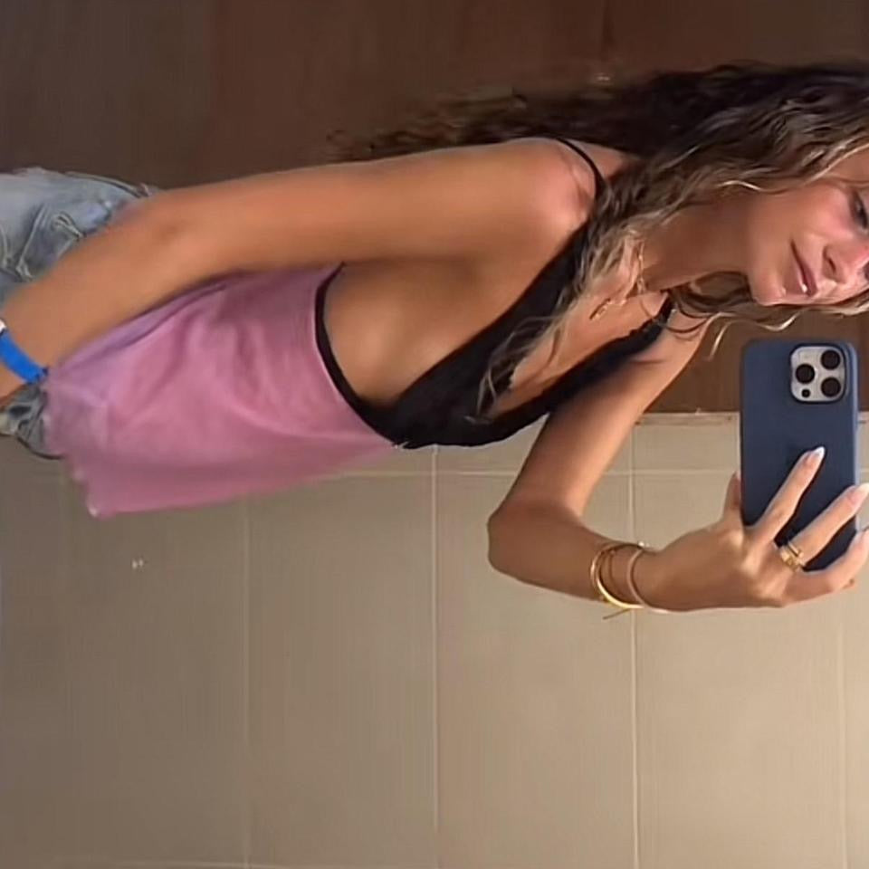 Vintage Victorias Secret pink and black babydoll top