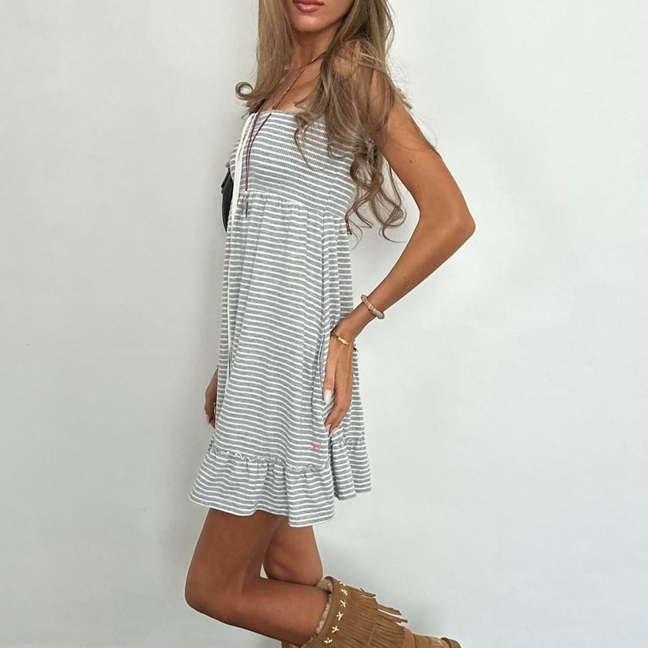 Vintage Victoria’s Secret grey striped strapless dress