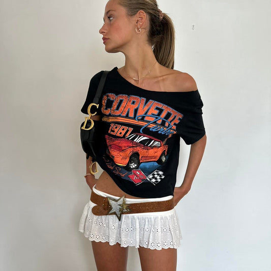 Vintage Corvette graphic fun top