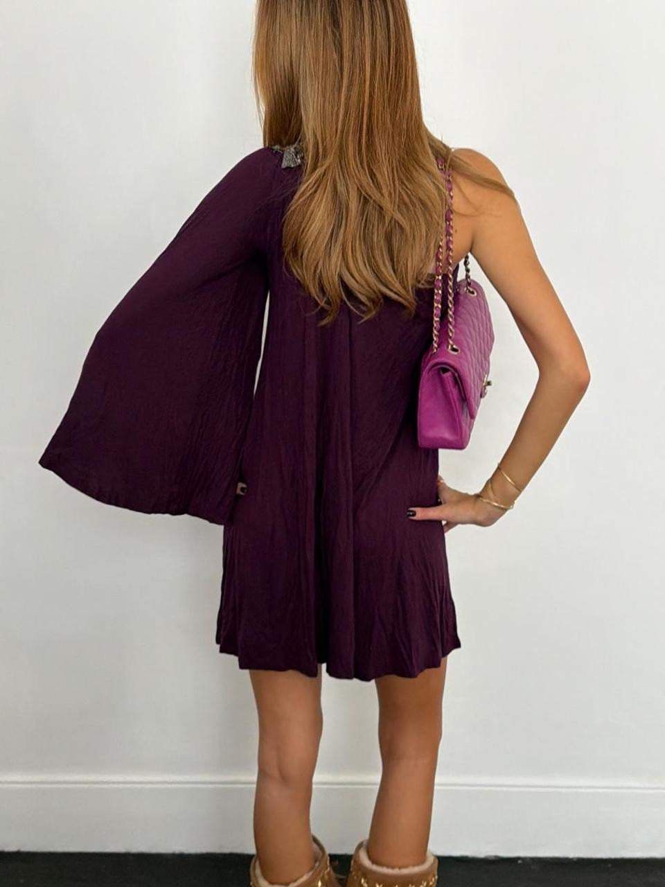 Vintage 00s purple floaty asymmetrical mini dress