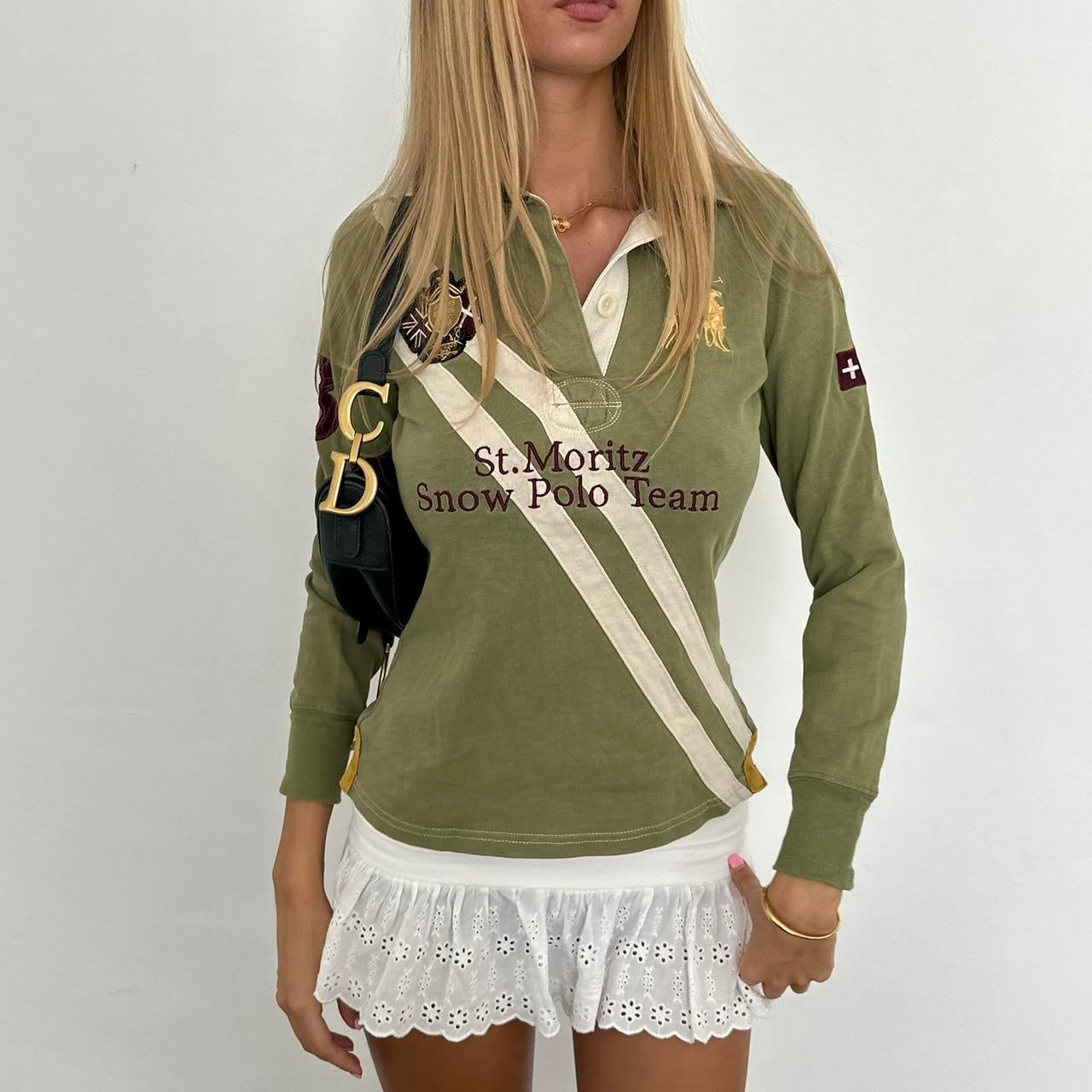 Vintage 90’s St Moritz snow polo team long sleeve polo top