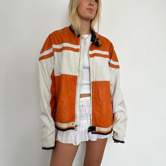 Vintage 90s orange genuine leather jacket 🧡