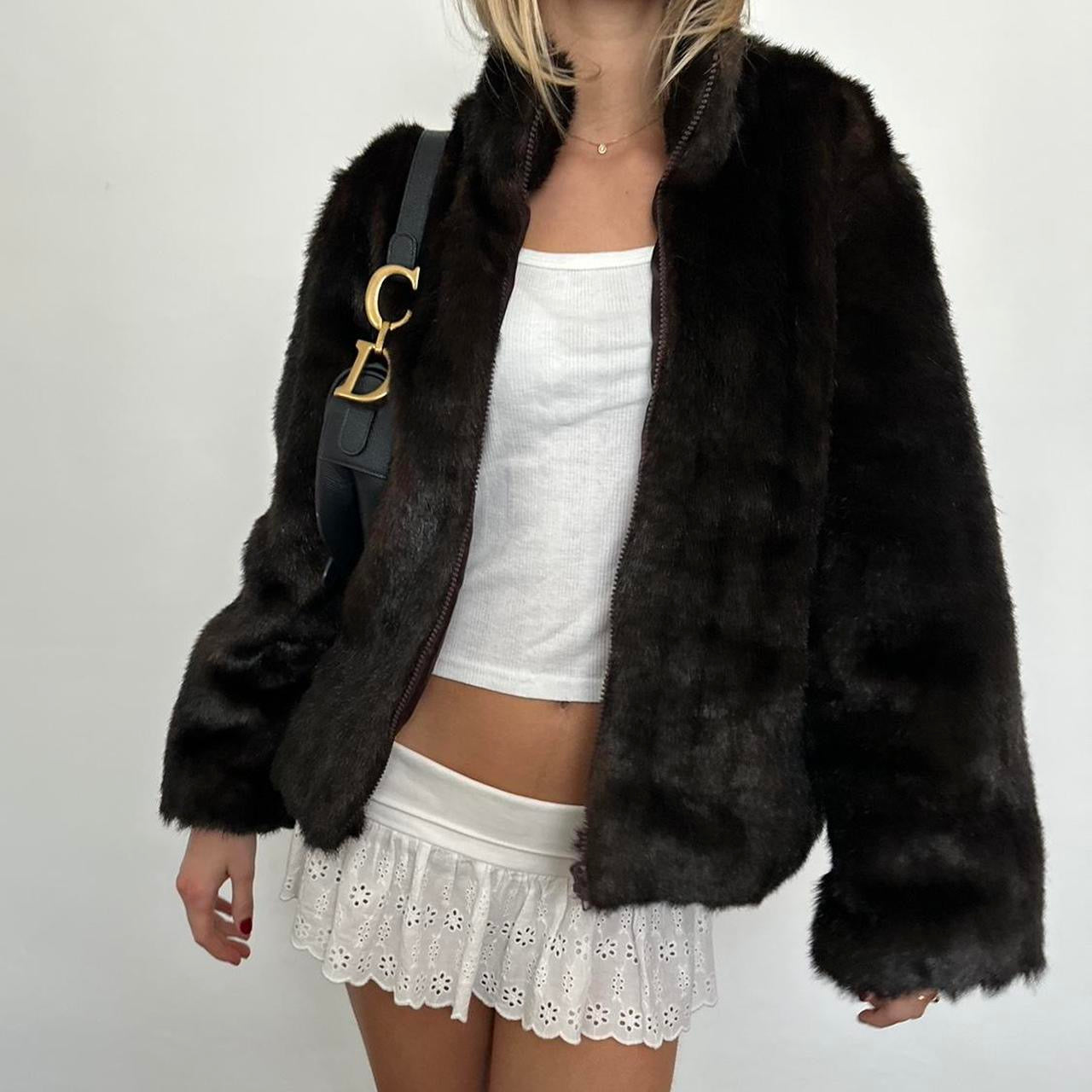 Vintage 2000’s dark brown faux fur jacket