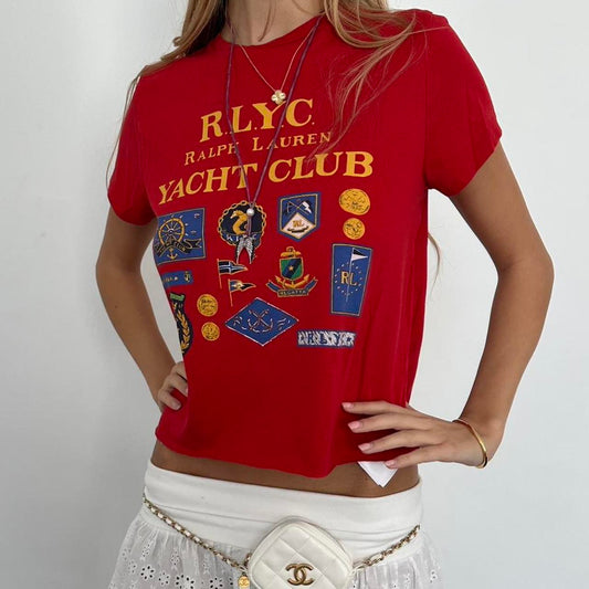 Vintage Ralph Lauren Yacht Club red baby tee
