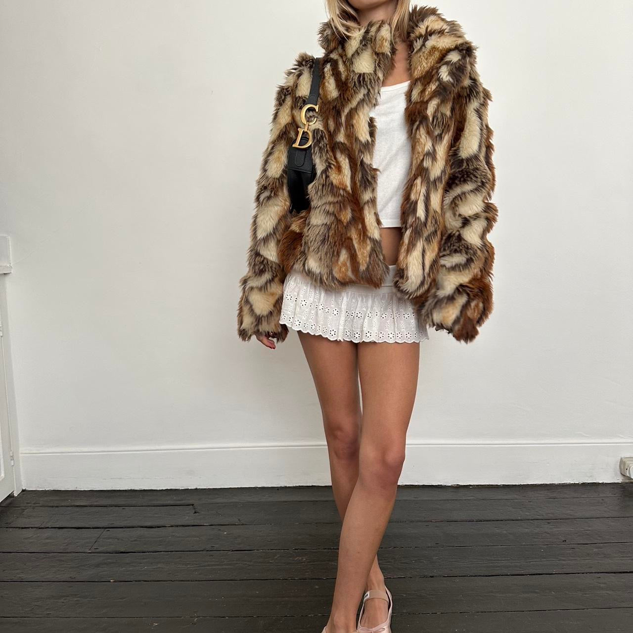 Vintage 2000’s brown faux fur jacket