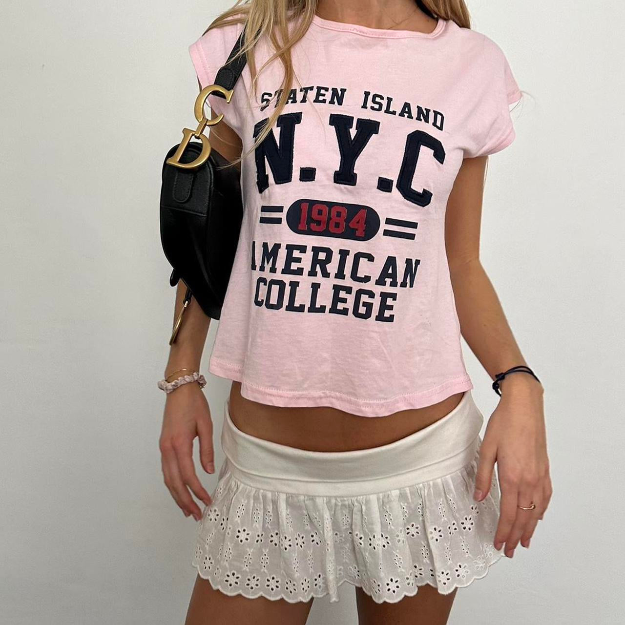 Vintage 90’s NYC American College baby tee